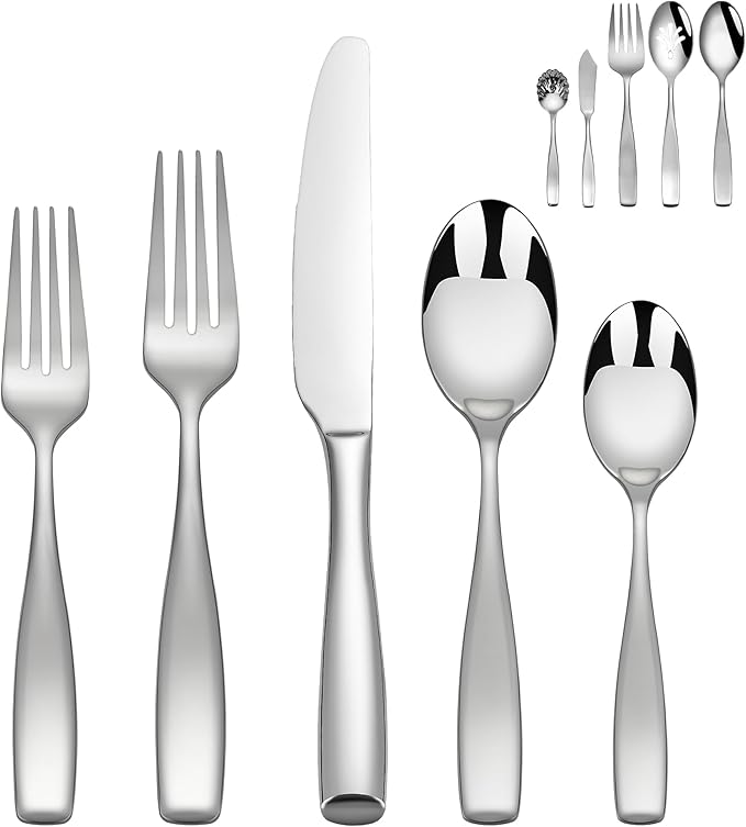 65 Piece Flatware Set 18/10 for 12, Heavy Duty Silverware Set, Mirror Polish Flatware Set With Serving Utensil, High End Flatware, Dishwasher Safe, Ideal for Gift