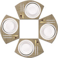 PIGCHCY Wedge Shaped Placemats for Dining Table Washable Vinyl Placemats Heat Resistant Table Mats Set of 4 (Beige)