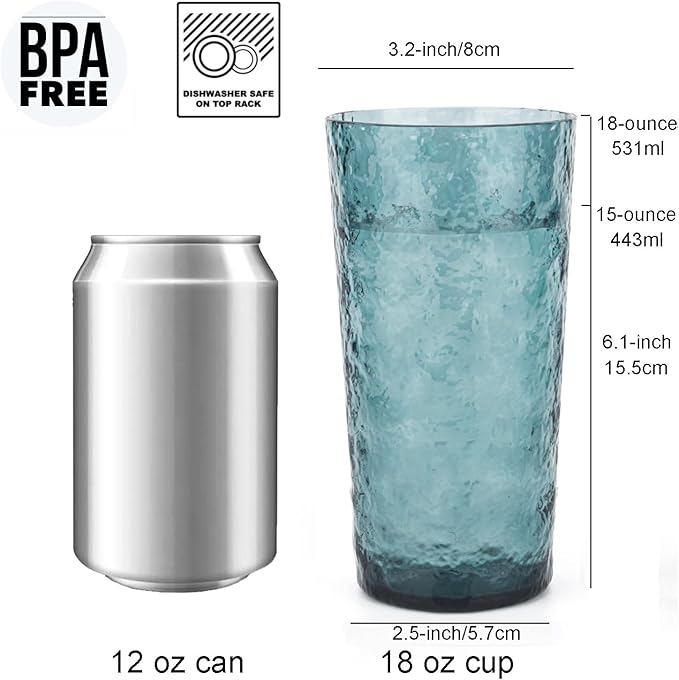 KX-WARE 18-ounce Acrylic Highball Glasses Plastic Tumbler, set of 8 Green