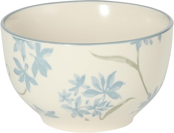 Gibson Home Admiral Hall 12-Piece Matte Stoneware Dinnerware Set – Dinner Plates, Salad Plates & Bowls with Blue Floral Pattern, Durable Everyday Dish Set, Microwave & Dishwasher Safe