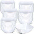 Tanlade 50 Pcs Square Plastic Serving Bowls Disposable Snack Salad Bowl Small Party Candy Bar Containers Taco Bar Serving Dishes for Buffet Chips Fruit(White,16 oz)