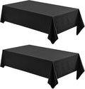 2 Pack Rectangle Tablecloth, 60x120 inch, Water Resistant Wrinkle Free Linen Textured Table Cloth Washable, Decorative Fabric Table Cover for Dining, Party and Camping, Black