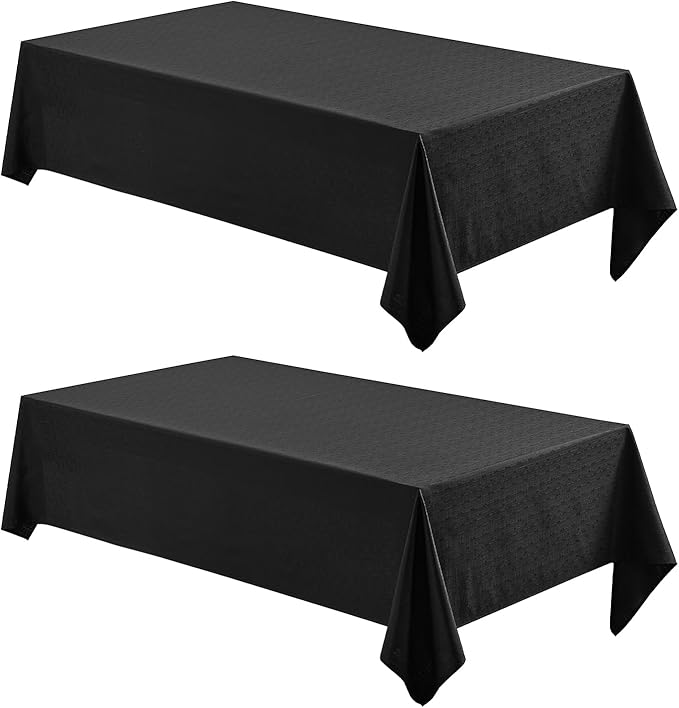 2 Pack Rectangle Tablecloth, 60x120 inch, Water Resistant Wrinkle Free Linen Textured Table Cloth Washable, Decorative Fabric Table Cover for Dining, Party and Camping, Black