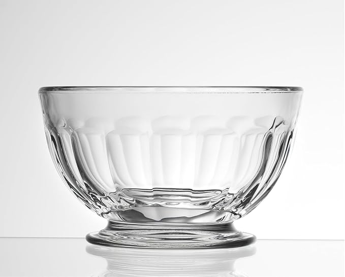 La Rochere Perigord Glass Bowls Set of 6 – Classic French Footed Bowls with Faceted Ribbed Design – Pressed Glass Dessert Cups for, Snacks, Ice Cream, Salad & Elegant Entertaining (17 Oz)