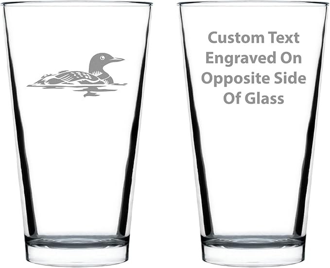 Custom Loon Pint Glass for Beer - Fun Bird Themed Gifts and Decor for Men & Women - 16 oz Glasses