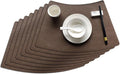 Leather Round Table Washable Placemats, Thick Faux Leather Heat Resistant Wedge Table Placemat, Waterproof Non-Slip Easy to Clean Place mat for Kitchen Coffee Dining Room Table Set of 8