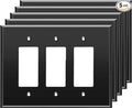 LIDER Reflective Acrylic Decorator Wall Plate, Mirrored Light Switch Plate, Plexiglass Outlet Cover, Acrylic Glass, Oversized 3-Gang 5.25" x 7.06", LWP-33O-ABK5P, Black, 5 Pack