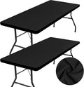 homing 2 Pack Rectangle Table Cloth, Elastic Fitted Fabric Tablecloth Fits for 4 Foot Folding Tables, Washable Table Cover for Picnic, Camping, Indoor & Outdoor (Black, 30" x 48")