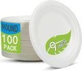 Disposable Plates 100% Compostable Heavy Duty - 9 Inch paper plates bulk for Party, Dinner, Cake, Dessert, Snacks Eco-Friendly White