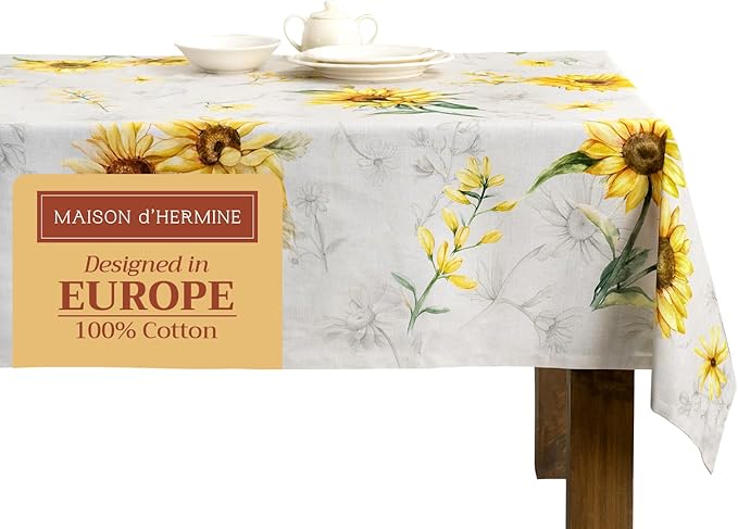 Maison d' Hermine Table Cloth Rectangle Table 100% Cotton 60 x 120 Inches Tablecloth Reusable Decorative for Dining Room Farmhouse Home Valentines Day Decorations Spring Summer - Candice