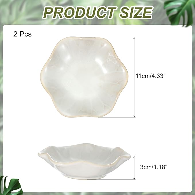 uxcell 2Pcs Ceramics Jewelry Plate, Lotus Leaf Shape Key Holder Bowl for Entryway Table Decor Small Ring Tray Dish Gift for Women Girlfriend, White