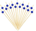 Minisland Navy Blue Pearl Cocktail Picks, 4.7 Inch Long Bamboo Fancy Toothpicks for Appetizers, Decorative Independence Day Party Food Drink Garnish Fruit Kabob Skewer Sticks 100 Counts - MSL450