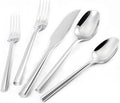 Silverware Set 60-Piece Hand Forged Stainless Steel Cutlery, Mirror Silver Thick Hexagon Handle Flatware Sets, Service for 12