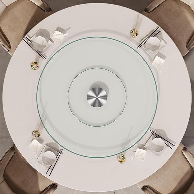 22.8" Lazy Susan for Table Top Tempered Glass Rotating Serving Tray for Dining Table, Kitchen Lazy Susan Organizer Spinning Rotating Food Server Party Centerpieces Heavy Duty (58cm / 22.8in)