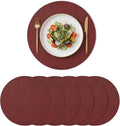 Artoid Mode Red Faux Leather Placemats Set of 6, 15 Inch Waterproof Wipeable Heat Resistant Vinyl Place Mats, Reversible Table Mats for Christmas Kitchen Dining Decor