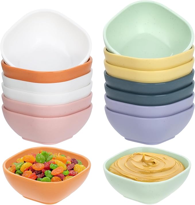15 Pack Unbreakable Dipping Bowls, 4.5 OZ Soy Sauce Dishes,Wheat Straw Small Dessert Bowls,Small Prep Bowls，Dipping Sauce Cups, Dip Bowls for Side Dish, Snacks, BBQ，Ketchup