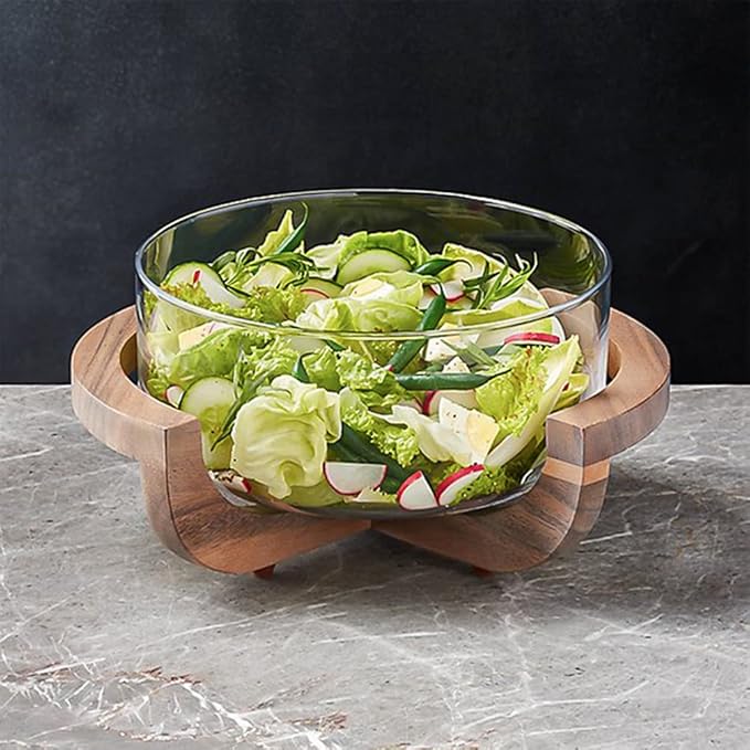 Large Glass Salad Bowl - Microwave & Dishwasher Safe - Centerpiece Serving Bowl - Mixing and Serving Dish - Clear Borosilicate Glass Fruit Bowl and Trifle Bowl, 100oz.