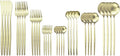 JASHII 32-Piece Tableware Set Stainless Steel Flatware Set with Coffee Spoon Long Handle Spoon Premium Cutlery Service for 4 Satin Finish Utensils for Home (Champagne gold)