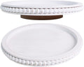 HPC Decor 12Inch Beaded Lazy Susan- Wooden Lazy Susan Organizer for Farmhouse Table Decor, Round Turntable for Table Cabinet,Countertop- Kitchen Turntable 360 Degrees Rotating Table Spinning Tray.