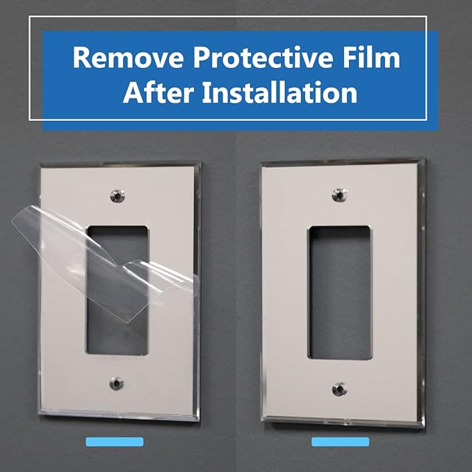 LIDER Reflective Acrylic Decorator Wall Plate, Mirrored Light Switch Plate, Plexiglass Outlet Cover, Acrylic Glass, Oversized 1-Gang 5.25" x 3.44", LWP-31O-ASV5P, Silver, 5 Pack