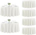 Fokitut 6 Pack Round Tablecloth, 132 Inch, Stain Resistant and Wrinkle Polyester Table Cloth, Fabric Table Cover for Kitchen Dining, Wedding, Party, Holiday Dinner-Ivory