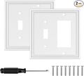 White Modern Decorative Wall Plate Light Switch Cover Decorator Outlet Covers Rocker Switch Plates Bamboo Fiber Material Wall Plates for Kitchen Bathroom (2 Gang Toggle/Decorator-2 Pack)