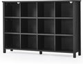12 Cube Storage Organizer, Farmhouse 62 Inch Wide Black Oak Display Bookshelf, Wooden 3 Tier Large Open Book Shelf, Vintage Bookcase for Home Office, Cubby Cabinet for Living Room, Office