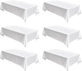 Fitable Faux Linen White Tablecloths for Rectangle Tables - 90 x 132 Inch - 6 Pack Fabric Textured Washable Table Clothes Floor Lenghth Table Covers for Wedding, Party, Banquet, Birthday