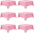 6-Pack Pink Tablecloths for Square Tables, 70 x 70 Inches, Stain-Resistant Polyester Fabric for 3 Foot Tables - Washable Table Covers for Weddings, Banquets, Birthday Parties, Events