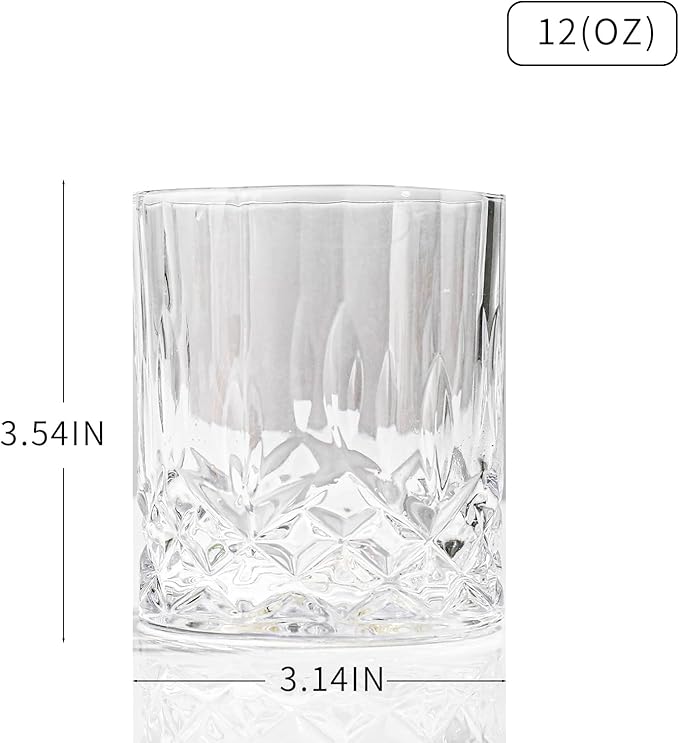 SIYOUKI Crystal Whiskey Glasses Set 11 oz, Old Fashioned Rocks Barware Lowball Glass for Bourbon, Scotch Whisky, Cocktails, Cognac, Liquor Drinking, Men Gift (4 Pack)