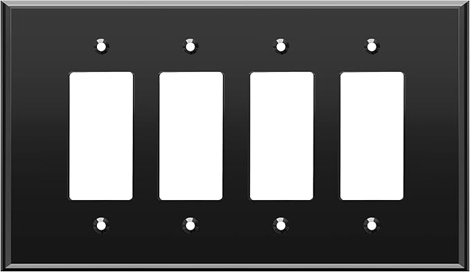LIDER Reflective Acrylic Decorator Wall Plate, Mirrored Light Switch Plate, Plexiglass Outlet Cover, Acrylic Glass, Oversized 4-Gang 5.25" x 8.88", LWP-34O-ABK, Black