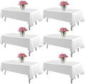 6 Pack White Table Cloth 60 x 102 Inch Polyester tablecloths for 6 Foot Rectangle Tables, Stain and Wrinkle Resistant Washable Fabric White Table Covers for Parties, Wedding, Banquet, Dining