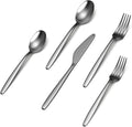 JazzUpCo Tia Flatware non toxic 18/10 stainless steel dishwasher safe (Matte Silver, 4 Person Set (20 Pieces))