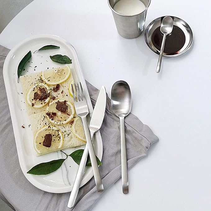 Matte Silverware Set for 14 Stainless Steel Flatware Set Light Luxury Vintage Style 56 Piece Cutlery Tableware Utensils Set Include Knives Forks and Spoons for Home Kitchen Restaurant Christmas