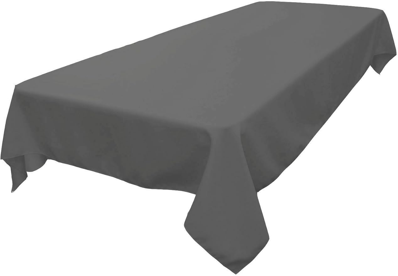 LA Linen Polyester Poplin Washable Rectangular Tablecloth, Stain and Wrinkle Resistant Table Cover 60x90, Fabric Table Cloth for Dinning, Kitchen, Party, Holiday 60 by 90-Inch, Charcoal