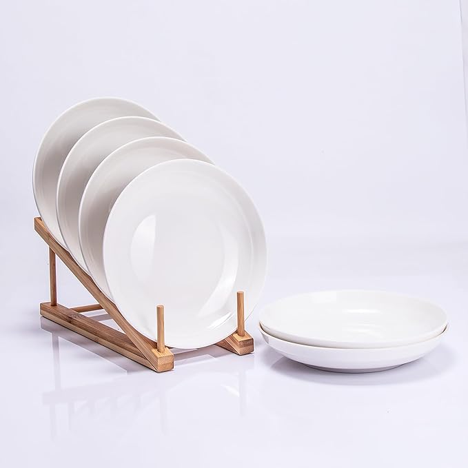 Set of 6 Dinner Plates 7 Inch, White Porcelain Plates, Microwave Oven Dishwasher Safe Scratch Resistant