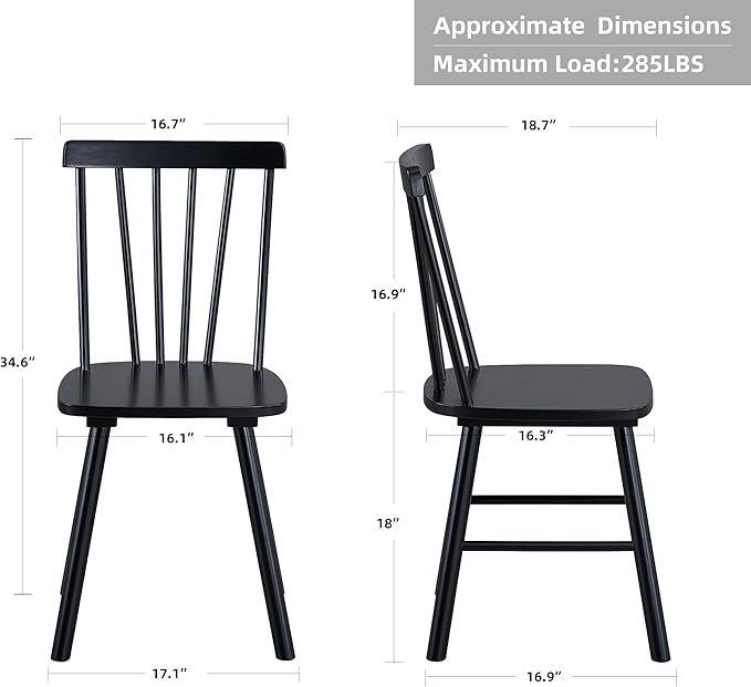 DUHOME Windsor Dining Chairs Set of 4,Farmhouse Style Spindle Back Wooden Kitchen Chairs for Home Kitchen, Dining Room,Living Room,Bistro