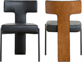 Black Dining Chairs Set of 2,Faux Leather Dining Chairs with Soft Cushion,Comfortable Upholstered Armless Dining Room Chairs with Curved Plywood Back