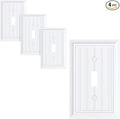 4-Pack Classic Beadboard Single Toggle Light Switch Cover Plate, Durable Natural Bamboo Fiber Decorative Switch Plate Covers, Pure White 1 Gang Wall Plate