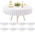 8 Pack White Spandex Round Tablecloths for 60 inch Tables, Stretchy Fitted 5FT Round Table Cloths,Wrinkle Free Table Cover with Skirt for Wedding Party Dining Banquet