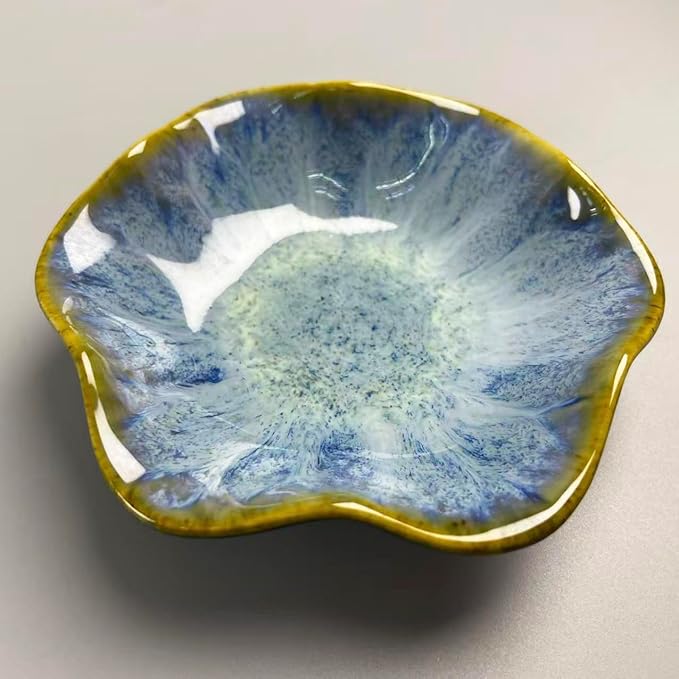 Jewelry Dish Tray - Ceramic Trinket Tray for Rings, Keys, Earrings | Decorative Key Bowl for Women, Gift for Friends, Sisters, Daughter, Mother, Lotus leaf shap, Jewelry Trays (Starry Blue)