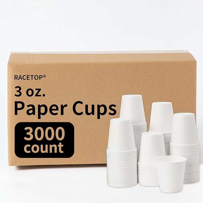 RACETOP 3000 Pack 3 oz Paper Cups for Bathroom, Disposable Mouthwash Cups, Small Paper Cups, for Parties, Picnics, Travel