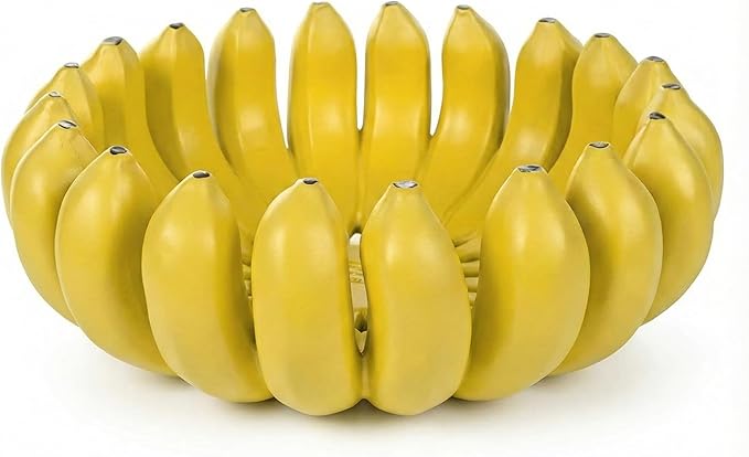 Banana fruit bowl holder 12 inch Large Basket fruit storage - Centerpiece for Kitchen,Dining Table & Entryway - Home Decor - functional fruit storage - Unique gifts ideas. (Yellow)
