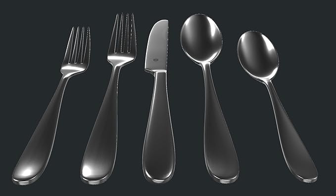 Silverware Set for 4 – 18/10 Stainless Steel Flatware, Mirror Finish, Dishwasher Safe, Heavy-Duty, Rust Resistant, Elegant Cutlery (20-Piece Set, Fidenza)
