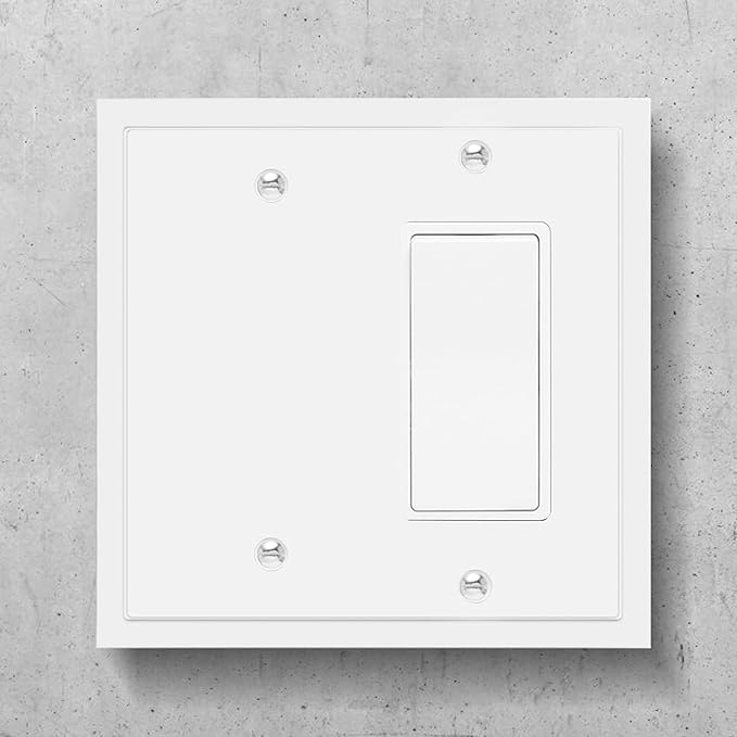 Henne Bery Modern Edge Decorative Wall Plate Switch Plate Outlet Cover, Durable Solid Zinc Alloy (Blank/Decorator, White)