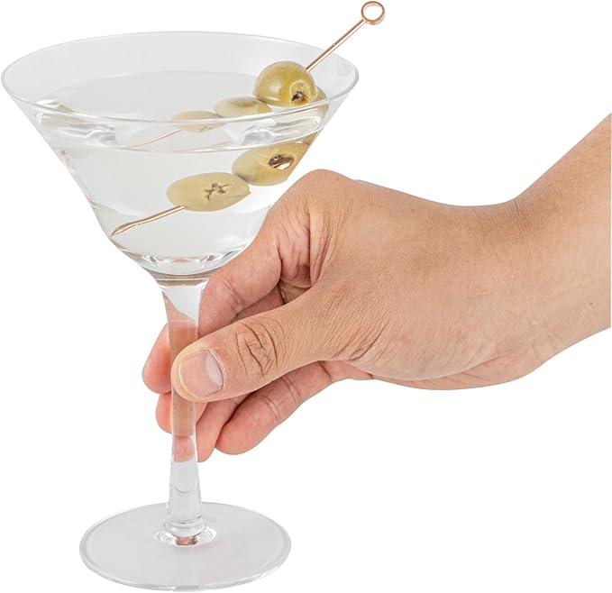 Restaurantware-Vetri 9 Ounce Martini Glasses, 6 Dishwashable Cocktail Glasses - No Lead, Long Stemmed, Clear Glass Party Drinkware, For Home And Bar Use, Serve Margarita, Cosmopolitan, And More