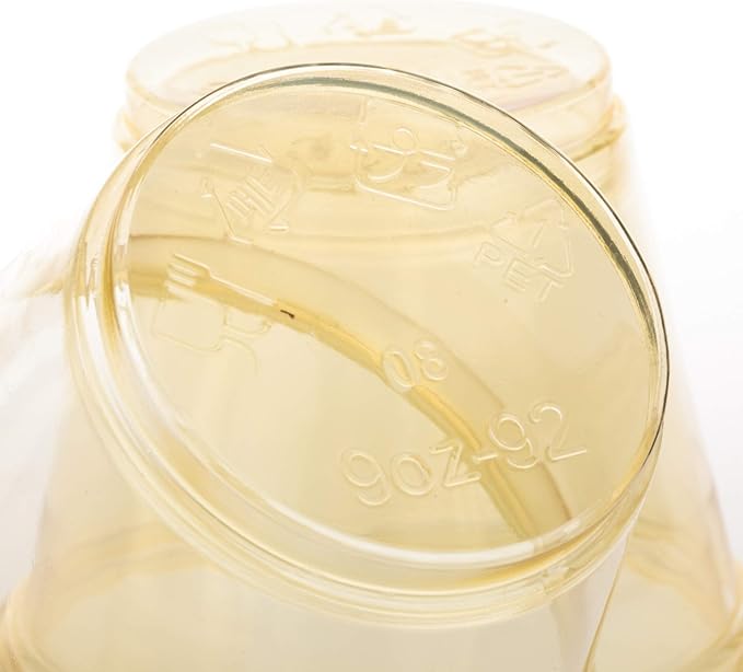 Golden Apple, 9oz-50sets Yellow Plastic Cups with Clear Dome lids No Hole