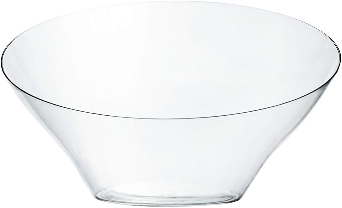 PLASTICPRO Disposable Angled Plastic Bowls Round Medium Serving Bowl, Elegant for Party's, Snack, or Salad Bowl, Clear Pack of 4