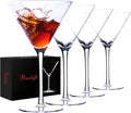 Handblown Crystal Martini Glasses Set of 4-9.5 oz Coupe Glass Set with Stem - Elegant Cocktail Glasses for Bar, Margarita, Cosmopolitan, Manhattan, Gimlet - Unique Gift for Mother’s Day