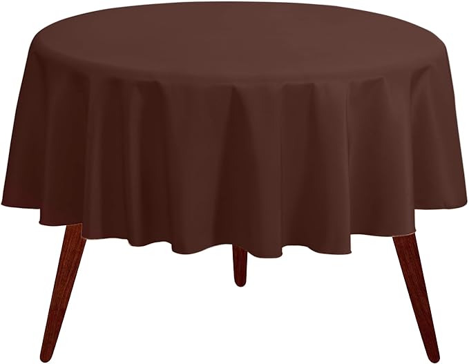 Gee Di Moda Round Tablecloth - 120 Inch Chocolate Round Table Cloth for 60 to 96 Inch Round Tables - Heavy Duty Washable Fabric - for Buffet Table, Holiday Party, Dinner, Wedding & Baby Shower